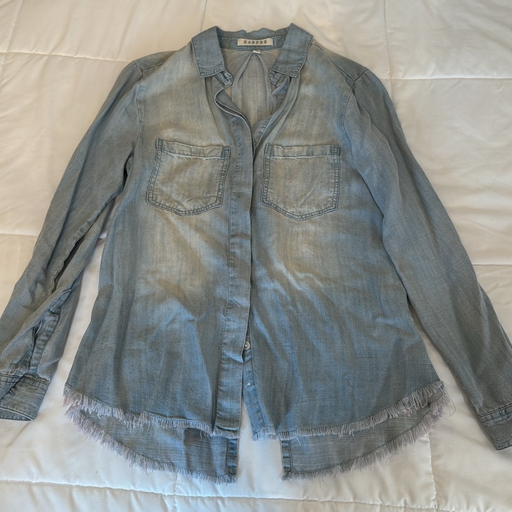Harper Light Blue Chambray Button Up